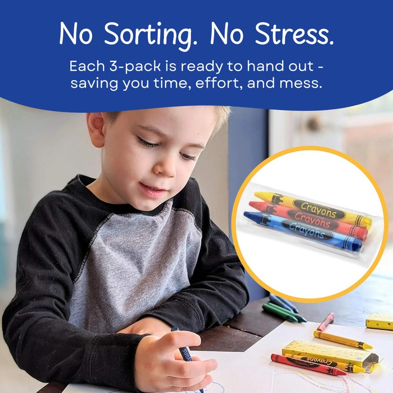 CrayonKing 240 Sets of 3-Packs (720 Bulk Crayons) â€“ Restaurants, Classrooms, Parties & Events â€“ Kid-Safe, Pre-Packaged, Assorted Colors Non-Toxic Crayons - Image 5